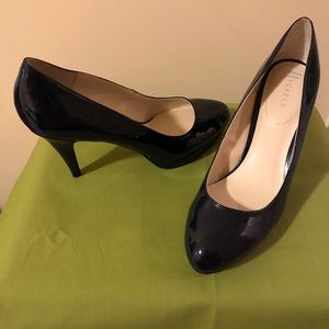 Navy blue patent leather Nickels shoes. Never worn